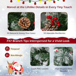 Costway 6Ft Pre-Lit Artificial Christmas Tree Hinged Xmas Tree W/ 350 Led Lights - thumbnail 6