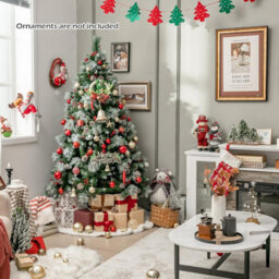 Costway 6Ft Pre-Lit Artificial Christmas Tree Hinged Xmas Tree W/ 350 Led Lights - thumbnail 5
