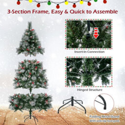 Costway 6Ft Pre-Lit Artificial Christmas Tree Hinged Xmas Tree W/ 350 Led Lights - thumbnail 8