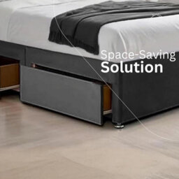 Black Plush  6Ft Super King Size Bed With 20 Inch Headboard With Mattress And 2Drawers - thumbnail 3