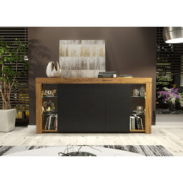 Creative Furniture Eden Sideboard 164Cm - Dark Oak & Black Matt Doors And Led Lights - thumbnail 2
