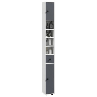 Tall Bathroom Cabinet Narrow Storage Unit Shelving Drawer Cupboard - image 1
