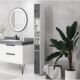Tall Bathroom Cabinet Narrow Storage Unit Shelving Drawer Cupboard - thumbnail 4