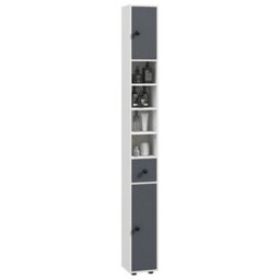 Tall Bathroom Cabinet Narrow Storage Unit Shelving Drawer Cupboard - thumbnail 1