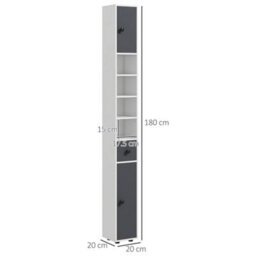 Tall Bathroom Cabinet Narrow Storage Unit Shelving Drawer Cupboard - thumbnail 2