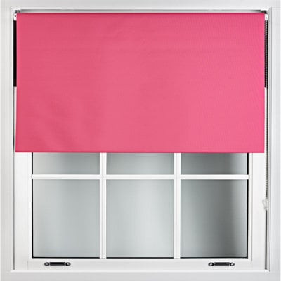 Furnished Blackout Roller Blinds With Metal Fittings- Fuchsia Pink Trimmable Blind For Windows And Doors (W)85Cm (L)210Cm