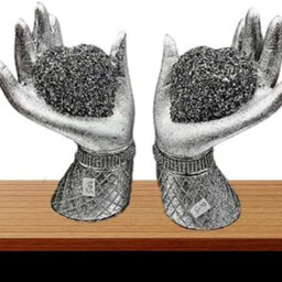 Biznest Silver Pair Of Heart In Hands Sparkle Bling Ornament Crushed Diamond Lovely Display Statue Decor Handicraft Ornament