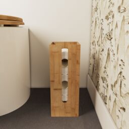 GoodHome Cervia Bamboo Freestanding Toilet Roll Storage Box (H)330mm (W)137mm - thumbnail 4