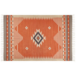 Beliani Rug Gavar Orange 200 X 300 Cm Cotton Kilim - thumbnail 1