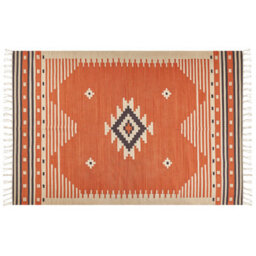 Beliani Rug Gavar Orange 200 X 300 Cm Cotton Kilim - thumbnail 4