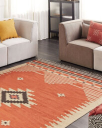 Beliani Rug Gavar Orange 200 X 300 Cm Cotton Kilim - thumbnail 2