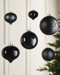 WeRChristmas Black Glass Christmas Baubles, 6 Pack, 10 Cm - thumbnail 2