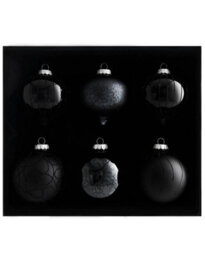WeRChristmas Black Glass Christmas Baubles, 6 Pack, 10 Cm