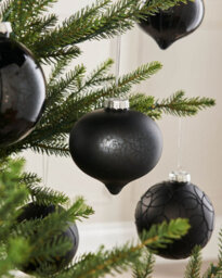WeRChristmas Black Glass Christmas Baubles, 6 Pack, 10 Cm - thumbnail 3