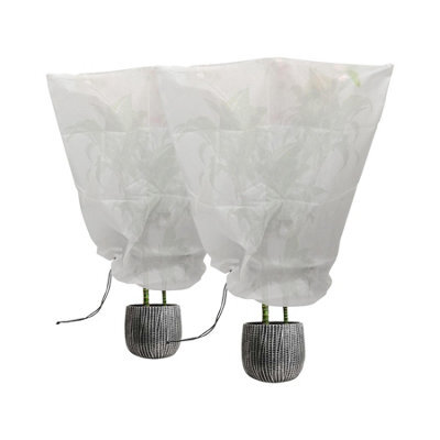 Harbour Housewares Plant Fleece Frost Protection Covers With Drawstring - 80Cm X 100Cm - Pack Of 2 - image 1