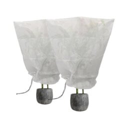 Harbour Housewares Plant Fleece Frost Protection Covers With Drawstring - 80Cm X 100Cm - Pack Of 2