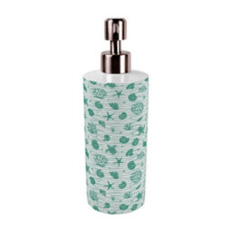 Purely Home Striped Seashells Stainless Steel Soap Dispenser - Turquoise Pump Action Refillable Bathroom & Kitchen Décor - thumbnail 3