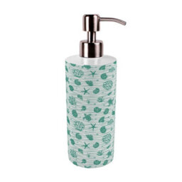 Purely Home Striped Seashells Stainless Steel Soap Dispenser - Turquoise Pump Action Refillable Bathroom & Kitchen Décor - thumbnail 4