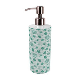 Purely Home Striped Seashells Stainless Steel Soap Dispenser - Turquoise Pump Action Refillable Bathroom & Kitchen Décor - thumbnail 1