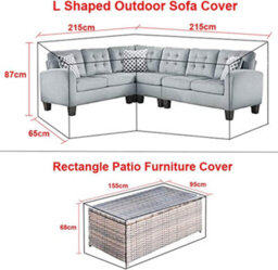 L-Shaped Garden Furniture Cover With Drawstrings At The Bottom, 210 D (L-Shaped 215X215X87Cm Rectangular 155X95X68Cm) - thumbnail 5
