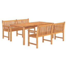 Berkfield 3 Piece Garden Dining Set Solid Wood Teak - thumbnail 3