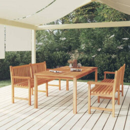 Berkfield 3 Piece Garden Dining Set Solid Wood Teak