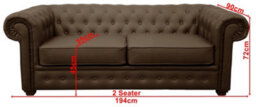 Venus Chesterfield Style Sofa 2 Seater + Armchair Brown Faux Leather - thumbnail 3