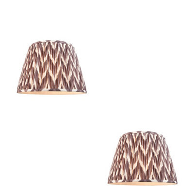 Loops Elegant Set Of 2 Handcrafted 40Cm Tapered Cylinder Lamp Shades In Pearl Grey - image 1