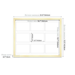 20X16 Inch 9 Opening Photo Collage Frame, Display Nine 6X4 Inch Photos, Multi Aperture Family Picture Frame, Gold - thumbnail 4