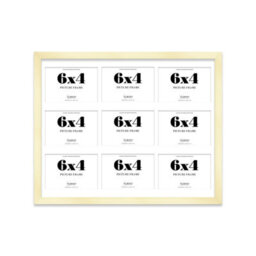 20X16 Inch 9 Opening Photo Collage Frame, Display Nine 6X4 Inch Photos, Multi Aperture Family Picture Frame, Gold - thumbnail 2