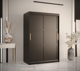 Arte Ramiro I Contemporary 2 Sliding Door Wardrobe 5 Shelves 2 Rails Black Matt (H)2000mm (W)1200mm (D)620mm - thumbnail 2