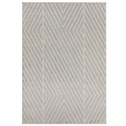 Grey Modern Striped Easy To Clean Rug For Diningroom-160Cm X 230Cm - thumbnail 3