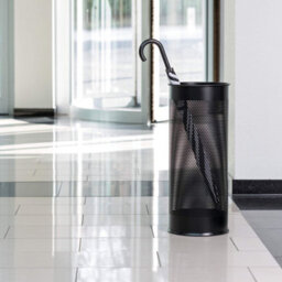 Durable Modern Perforated Steel Umbrella Stand - 29 Litre Black - thumbnail 4