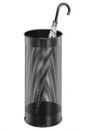 Durable Modern Perforated Steel Umbrella Stand - 29 Litre Black - thumbnail 1