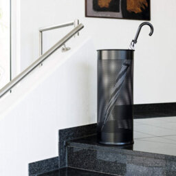 Durable Modern Perforated Steel Umbrella Stand - 29 Litre Black - thumbnail 3
