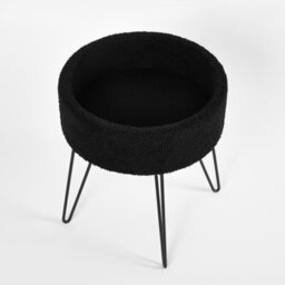 OHS Foot Stool Storage Seat Chair Dressing Table Vanity Pouffe Home Fleece, Black - thumbnail 5