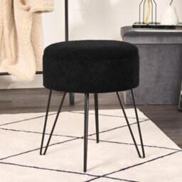 OHS Foot Stool Storage Seat Chair Dressing Table Vanity Pouffe Home Fleece, Black - thumbnail 6
