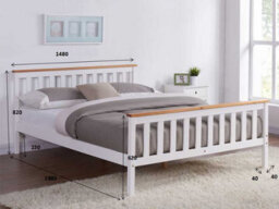 Home Detail Woodford Double Grey And Oak Finish Wooden Bed Shaker Style Headboard Classic Frame Solid Pine Wood - thumbnail 3