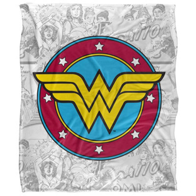 DC comics Wonder Woman Silky Comic Logo Supersoft Blanket Grey/multicoloured (One Size) - image 1