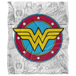 DC comics Wonder Woman Silky Comic Logo Supersoft Blanket Grey/multicoloured (One Size) - thumbnail 1