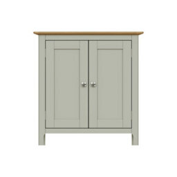 Fwstyle Taberno 2 Door Sideboard Storage Cabinet Sage Green & Oak (H) 67 (W) 65 (D) 33Cm - thumbnail 4