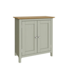 Fwstyle Taberno 2 Door Sideboard Storage Cabinet Sage Green & Oak (H) 67 (W) 65 (D) 33Cm - thumbnail 2