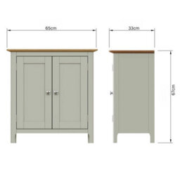 Fwstyle Taberno 2 Door Sideboard Storage Cabinet Sage Green & Oak (H) 67 (W) 65 (D) 33Cm - thumbnail 7