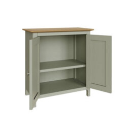 Fwstyle Taberno 2 Door Sideboard Storage Cabinet Sage Green & Oak (H) 67 (W) 65 (D) 33Cm - thumbnail 3