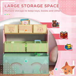 Zonekiz Kids Storage Unit With 6 Boxes, Childrens Toy Storage Organiser, Pink - thumbnail 4