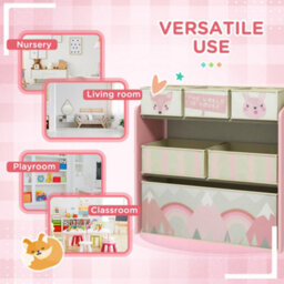 Zonekiz Kids Storage Unit With 6 Boxes, Childrens Toy Storage Organiser, Pink - thumbnail 6