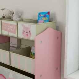 Zonekiz Kids Storage Unit With 6 Boxes, Childrens Toy Storage Organiser, Pink - thumbnail 9