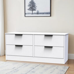 Nashville Ready Assembled Matt White No Effect 4 Drawer Wide Chest (H)521mm (W)1146mm (D)395mm - thumbnail 1