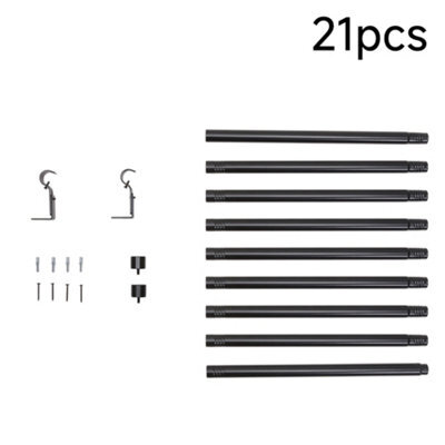 Living And Home Glossy Black, Assembled Metal Curtain Rod With Brackets And Screws, Featuring An Extendable Design. - image 1
