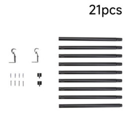 Living And Home Glossy Black, Assembled Metal Curtain Rod With Brackets And Screws, Featuring An Extendable Design. - thumbnail 1